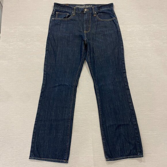 American Eagle Jeans Mens 34 x 32 Bootcut Dark Wash 100% Cotton Denim - Picture 2 of 12